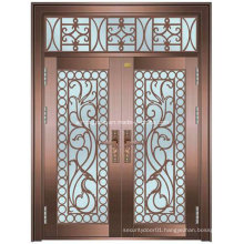 Iran Style Exterior Security Steel Iron Copper Glass Door (W-GB-10)